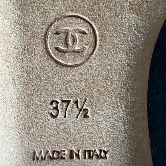 Chanel Navy Denim Flower Flats size 37.5 ballet flats - Picture 4 of 6